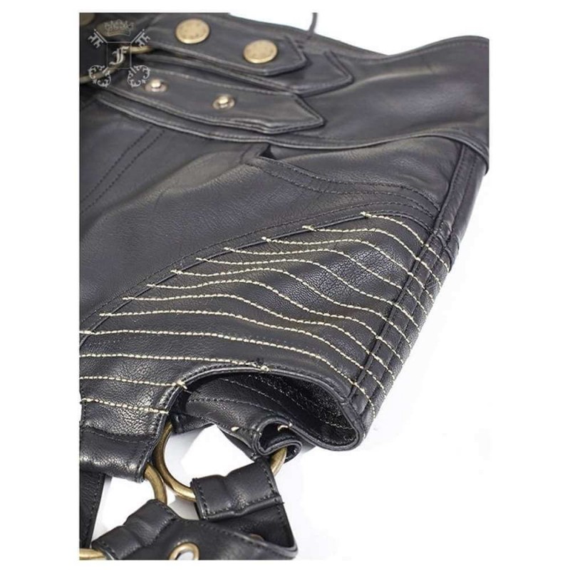 Women's Black Steampunk High Waist Shorts Leather Blitzkrieg Short Pants